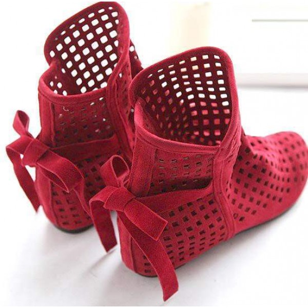 Baskets Femme boots sandales ajourées Sneakers Velours Satin Ankle boots women Rouge